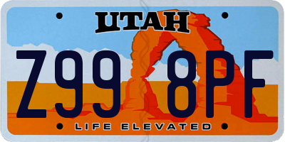 UT license plate Z998PF