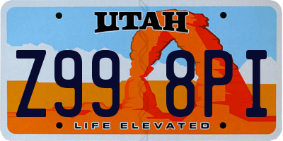 UT license plate Z998PI