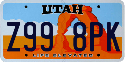 UT license plate Z998PK