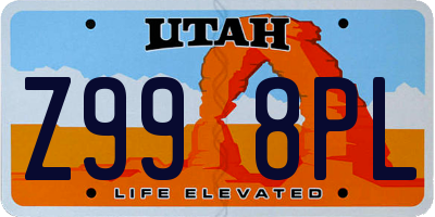 UT license plate Z998PL