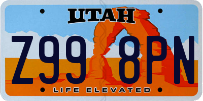 UT license plate Z998PN