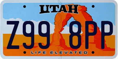 UT license plate Z998PP