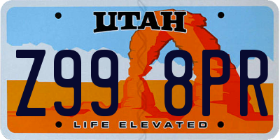 UT license plate Z998PR