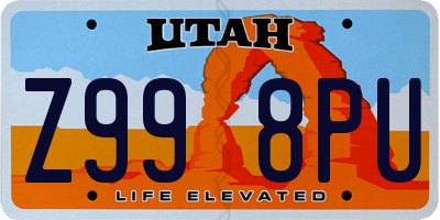 UT license plate Z998PU