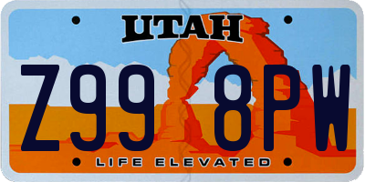 UT license plate Z998PW