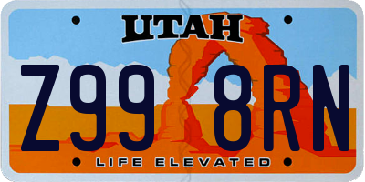 UT license plate Z998RN