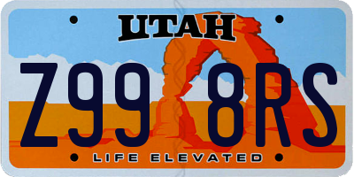 UT license plate Z998RS