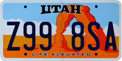 UT license plate Z998SA