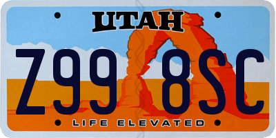 UT license plate Z998SC