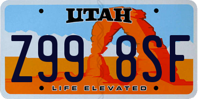 UT license plate Z998SF