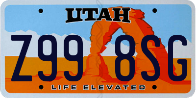 UT license plate Z998SG