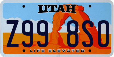 UT license plate Z998SO