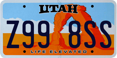 UT license plate Z998SS