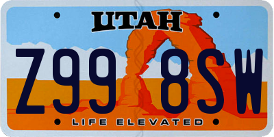 UT license plate Z998SW