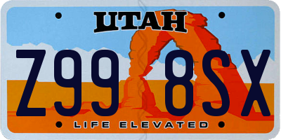 UT license plate Z998SX