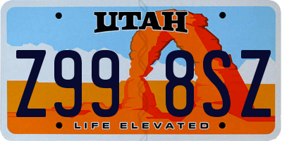 UT license plate Z998SZ