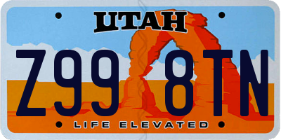 UT license plate Z998TN