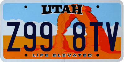 UT license plate Z998TV