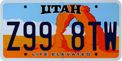 UT license plate Z998TW