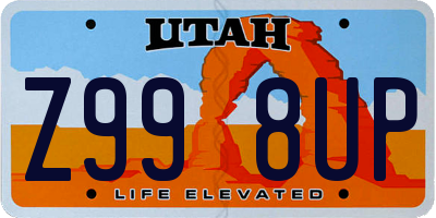 UT license plate Z998UP