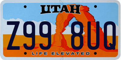 UT license plate Z998UQ