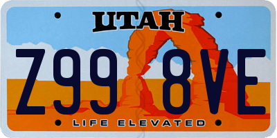 UT license plate Z998VE