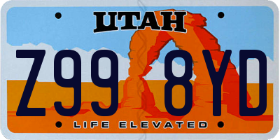 UT license plate Z998YD