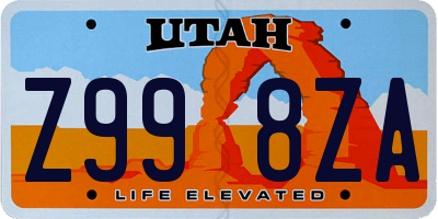 UT license plate Z998ZA