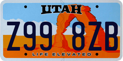 UT license plate Z998ZB