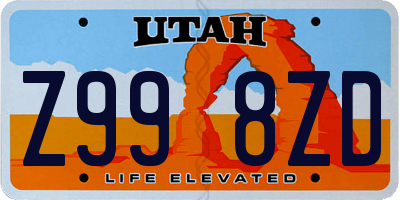 UT license plate Z998ZD