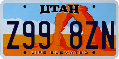 UT license plate Z998ZN
