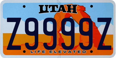 UT license plate Z9999Z