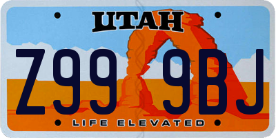 UT license plate Z999BJ