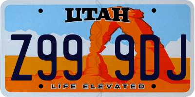 UT license plate Z999DJ