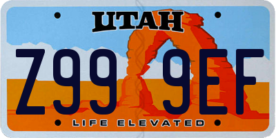 UT license plate Z999EF