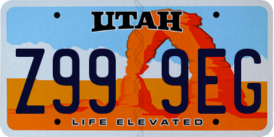 UT license plate Z999EG