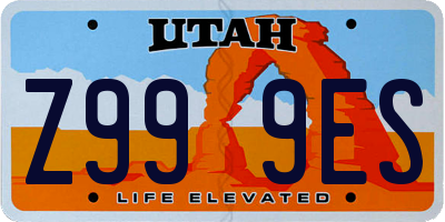 UT license plate Z999ES
