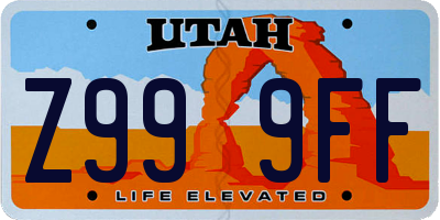 UT license plate Z999FF