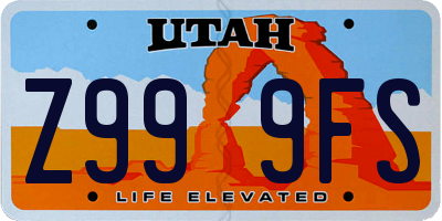 UT license plate Z999FS