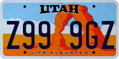 UT license plate Z999GZ