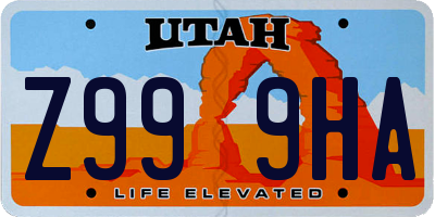 UT license plate Z999HA