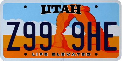 UT license plate Z999HE