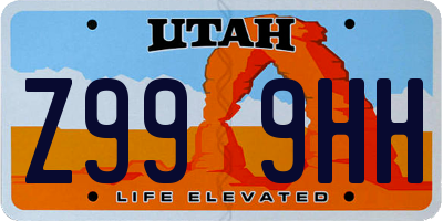 UT license plate Z999HH
