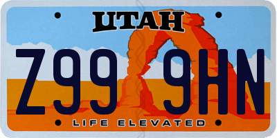 UT license plate Z999HN