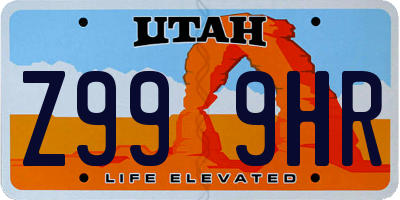 UT license plate Z999HR