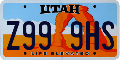 UT license plate Z999HS