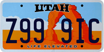 UT license plate Z999IC