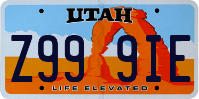 UT license plate Z999IE