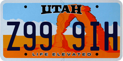 UT license plate Z999IH