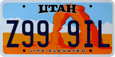 UT license plate Z999IL